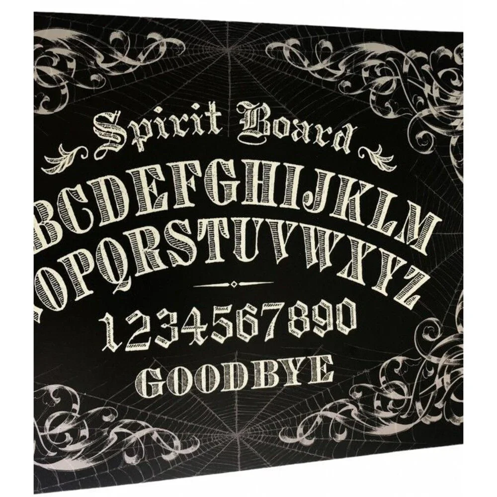 Halloween Ouija Board Placemats Vinyl Foam Back Black Alphabet Goodbye Set of 4